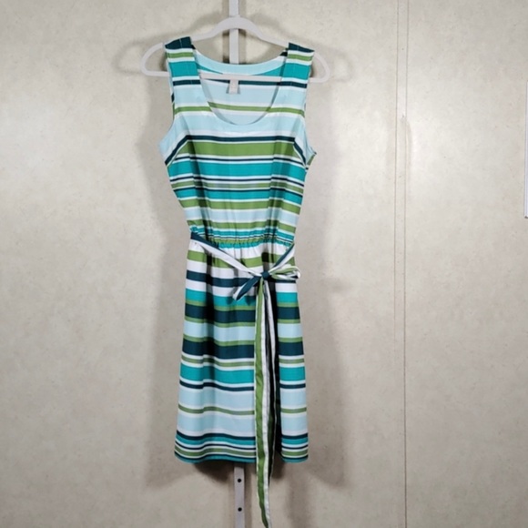 Banana Republic Dresses & Skirts - Banana Republic green stripe belted dress 10